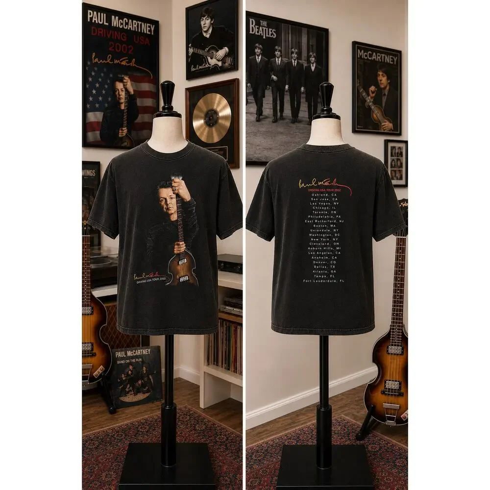 Vintage Y2K Paul McCartney Driving USA Tour 2002 Giant Tag Tee XL